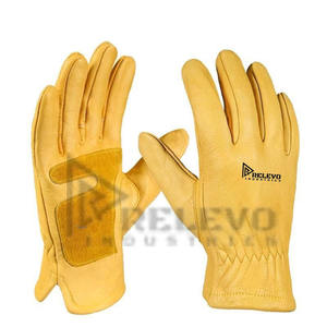 Gants de conduite en cuir jaune pour homme avec logo personnalisé, gants de moto en cuir pleine main - Product Image 5