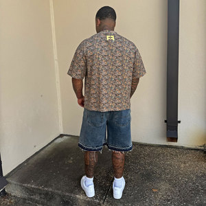 Custom Acid Wash Heavyweight Washed Distressed <b>Patchwork</b> Embroidery Double Layer Short Sleeve T-<b>shirt</b> Cotton Boxy Rhinestone - Product Image 4