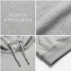 เสื้อฮู้ดผู้ชาย North Approach สีเทา ผ้าฝ้ายเฟรนช์เทอร์รี่ สวมใส่สบาย มีกระเป๋าหน้า ทรงปกติ เหมาะสำหรับใส่ในฤดูใบไม้ร่วง - Product Image 4