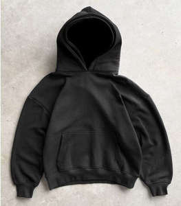 Sweat à capuche double en coton épais, coupe oversize et courte, style streetwear, pour homme, en molleton, avec logo personnalisé - Product Image 1