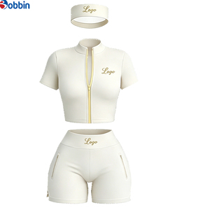 Conjuntos Deportivos de Verano para Mujer, Ropa Urbana Personalizada, Chaqueta de Manga Corta con Cierre y Pantalones Cortos, Conjunto de 3 Piezas, Tendencia en Ventas - Product Image 2
