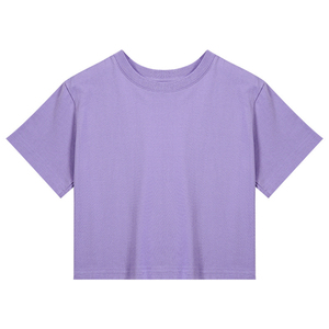 Women's Organic Cotton Crop <b>Top</b> T-Shirt with Custom Print Appliques Batik Design-Slim Fit Crew Neck Tee - Product Image 4
