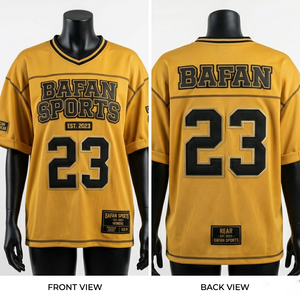 Camiseta de fútbol femenina de alta calidad, malla de poliéster, paneles dorados y negros con costuras, logotipo personalizado con termoimpresión, camiseta de fútbol para mujer - Product Image 1