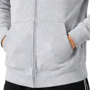 Sweat-shirt à capuche gris à fermeture éclair intégrale, manches longues, avec cordon de serrage et poches latérales pour un usage décontracté - Product Image 3