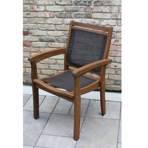 Modern Outdoor Dining Set with Solid Teak Wood Contemporary Design 6 Seater Durable Brown Finish - Product Image 2