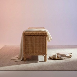 Banco de comedor de ratán natural hecho a mano, otomana de almacenamiento interior, reposapiés de madera, asiento para pasillo, muebles para restaurante, hogar, hotel - Product Image 4