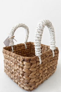 AYRA S Handwoven Water Hyacinth <b>Basket</b> With White Macrame Handles Natural Storage <b>Basket</b> Eco Friendly Home Decor Boho Organizer - Product Image 4