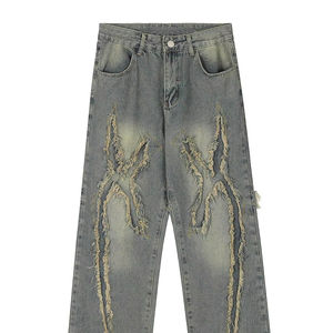 Pantalones Vaqueros de Diseño con Parches, Hechos a Medida, Mezclilla Premium de Alta Calidad, Costuras de Primera Categoría - Product Image 1