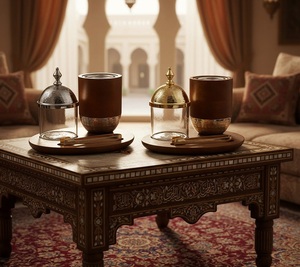 Moderno Quemador de Oud con Jarra de Vidrio y Acabado de Madera, Elegante Decoración Árabe de Incienso Bakhoor para Sala de Estar, Decoración de Ramadán - Product Image 4