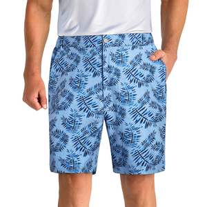 Shorts décontractés pour hommes en polyester tissé à imprimé floral gris, avec fermeture boutonnée, respirants, pour le golf - Product Image 4