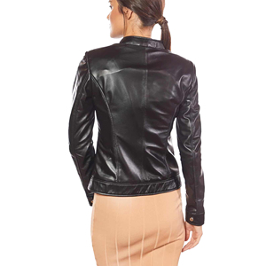 Ladies Classic Real Leather <b>Jacket</b> Women Vintage Biker Style Slim Fit <b>Zip</b>-<b>Up</b> Customized Logo Factory Price Wholesale OEM - Product Image 5