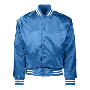 Custom Satin Varsity <b>Jacket</b> Men <b>Women</b> <b>Bomber</b> <b>Jacket</b> Snap Button Ribbed Collar <b>Lightweight</b> Baseball <b>Jacket</b> OEM - Product Image 4