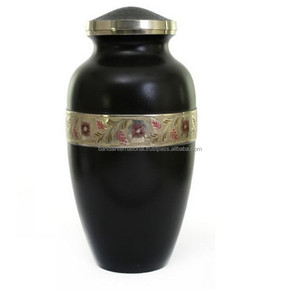 Urnas de cremación de latón de alta calidad con hermoso grabado, urnas funerarias de Metal con acabado de mármol negro dorado y gris - Product Image 6