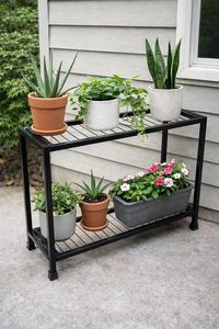 ANIS and SONS Support de pot de fleurs rustique en fer forgé, pour l'intérieur et l'extérieur, étagère de rangement pour plantes, noir - Product Image 2