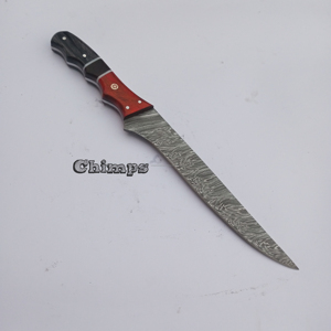 Cuchillo de Filetear Pescado Portátil para Exteriores, con Hoja de Acero de Damasco, Mango Antideslizante y Diseño Ecológico - Product Image 3