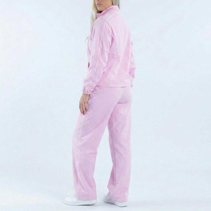 Women <b>Pink</b> <b>Tracksuit</b> Solid Color Casual Loose Fit Full Length Zipper Front Sweatshirt And Pants Set With Side Pockets - Product Image 3