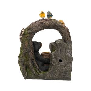 Fontana Decorativa da Esterno a Due Livelli con Design Animale del Bosco 18.5x11.8x22.6, con Luce e Pompa - Product Image 4