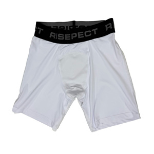 Short de compression blanc pour homme, taille mi-haute, respirant, en tricot de spandex et nylon, idéal pour l'entraînement décontracté - Product Image 5