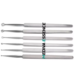 Ensemble d'instruments d'otologie en acier inoxydable : Curette auriculaire droite, instrument de grattage et forceps, outil chirurgical manuel ORL pour usage clinique et hospitalier - Product Image 3