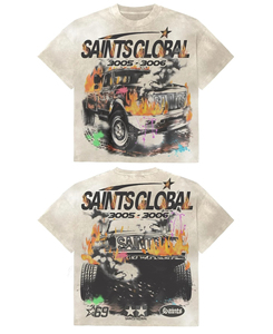 Camiseta de Manga Corta con Cuello en V para Hombre, Diseño de Águila Astronauta, 100% Algodón, Tejido Sólido, Transpirable, de Secado Rápido, Impresión Digital - Product Image 2
