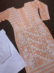 Salwar Kameez de algodón rayón pesado, tela floral de satén suizo, estilo indio pakistaní, ropa para bodas y fiestas, vestido floral de noche. - Product Image 3