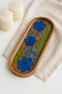 Modern Resin And Wooden <b>Tray</b> For Dining Table Decoration And Stylish Kitchen Serving Accessories Collection - Product Image 4