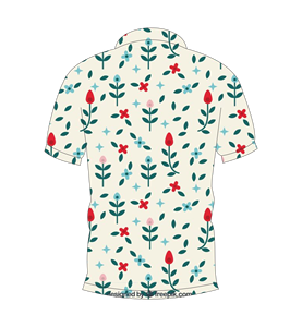 Men’s <b>White</b> Floral Print <b>Polo</b> Shirt Short Sleeve Casual Summer Fashion Golf Shirt - Product Image 5
