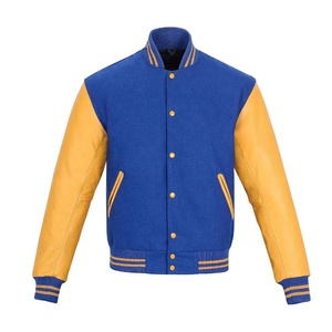 Chaqueta universitaria con mangas de cuero y letras de béisbol en blanco personalizada para hombre, precio al por mayor - Product Image 1