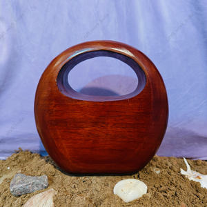 Handcrafted Oval Wooden Clutch <b>Bag</b> with Cut Out Handle for Women Designer Evening Party Wedding Luxury Hard Case Purse - Product Image 2