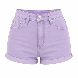 Shorts de Mezclilla de Cintura Alta de Primera Calidad para Mujer, Color Sólido, Cierre de Botones, Estilo Casual de Verano, Corte Regular, Dobladillo Reforzado 2026 - Product Image 2