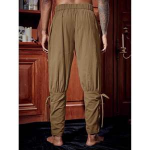 2025 hommes médiéval à lacets cheville pantalon Renaissance Viking Pirate conique lin Costume pantalon sportif Anti-rides pour - Product Image 2