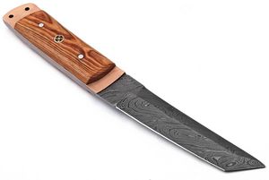 Couteau de chasse artisanal en acier Damas, lame fixe, couteau de camping d'extérieur, manche en bois d'olivier, OEM, garantie 3 ans, Pasha Enterprises - Product Image 4