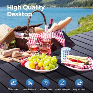 Tavolo Pieghevole con Base in Metallo Resistente e Borsa per il Trasporto, Leggero e Compatto per Spiaggia, Picnic, Barbecue, Terrazze e Uso Interno - Product Image 4