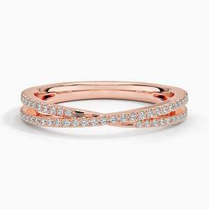 Twisted Diamond Band <b>Ring</b> Double Row Pavé Criss <b>Cross</b> Wedding Band Dainty Stackable Rose Gold <b>Ring</b> Elegant - Product Image 1