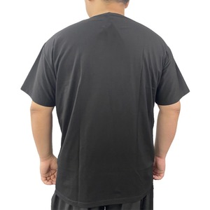 T-shirt décontracté noir uni à manches courtes pour homme grande taille, coupe ample, col rond, idéal pour l'été, pour adultes corpulents - Product Image 2