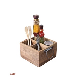 Kitchen Wooden Cutlery Holder <b>Table</b> Use Top Quality Customized Size 100%Natural Acacia Wood Cutlery Box Customized Logo - Product Image 1