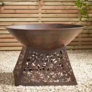 Brasero d'extérieur moderne en acier avec pieds croisés, foyer rond pour bois et charbon, chauffage de patio et jardin - Product Image 2