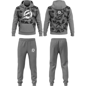 ชุดวอร์มลำลองสีเทาสำหรับฤดูใบไม้ร่วง มีฮู้ด ระบายอากาศได้ดี ชุดกีฬาซับลิเมชั่นสำหรับฝึกซ้อม ผู้ผลิต OEM - Product Image 1
