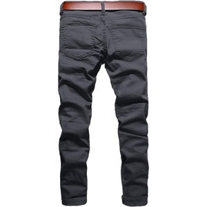 กางเกงยีนส์ทรงสกินนี่ขาดๆ สำหรับผู้ชาย สไตล์นักขี่มอเตอร์ไซค์ แต่งซิปและกระเป๋า  แฟชั่นกางเกงยีนส์ - Product Image 2