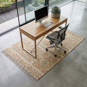 Tapis en jute géométrique moderne tissé à la main, beige multicolore, tissage plat, antidérapant, kilim, tapis de sol, bords frangés, décoration intérieure - Product Image 2