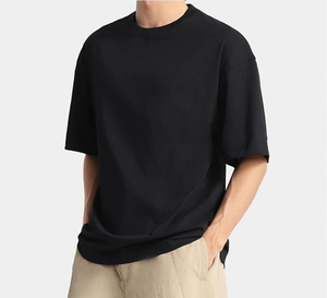 เสื้อยืดโอเวอร์ไซส์สีดำสำหรับผู้ชาย สวมใส่สบาย ทรงหลวม ไหล่ตก ผ้าหนา ผลิตโดยผู้ผลิตเสื้อยืดลำลองสำหรับสหรัฐอเมริกาและยุโรป เสื้อเชิ้ตทันสมัย - Product Image 3
