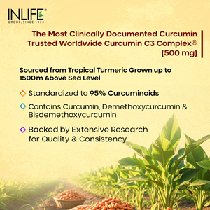 INLIFE Extrait de Curcuma avec BioPerine Piperine Complexe C3 Standardisé à 95% de Curcuminoïdes 500 mg 60 Capsules Végétariennes - Product Image 5