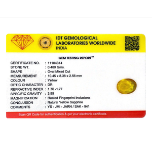Yellow Sapphire 2.4 Carat Oval Faceted Loose Gemstone for Fine Jewelry - Product Image 4