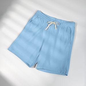 Men's Light Blue Cotton Bermuda Shorts Mid Waist <b>Drawstring</b> Casual Plus Size - Product Image 2