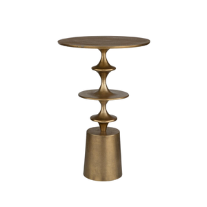 Antique <b>Gold</b> Metal Round Accent <b>Side</b> <b>Table</b> with Tiered Pedestal Design,Decorative End <b>Table</b> for Living Room Bedroom & Home Decor - Product Image 1