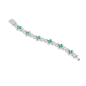 18MM Rhodium Hiphop Luxury Iced Design <b>Infinity</b> Link <b>Bracelet</b> 4 Leaf Clover Colored Moissanite Sparkling Jewelry for Women - Product Image 2
