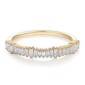 Anillo de Boda de Diamantes Cultivados en Laboratorio de 0.48 CT, Corte Baguette, Certificado IGI, Oro Amarillo de 14K, Media Eternidad, Apilable, Aniversario - Product Image 1