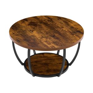 Tavolino da Caffè Moderno a 2 Livelli in Legno con Vano Portaoggetti Aperto, Scrivania Laterale Minimalista con Robusta Struttura in Metallo - Product Image 1