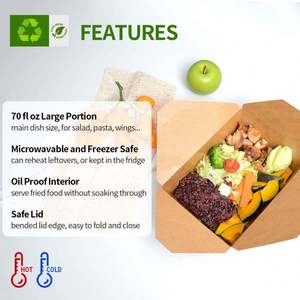 Caja de Papel Kraft Marrón Resistente a la Grasa para Llevar Comida, Ideal para Ensaladas - Product Image 5