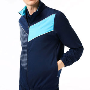 Mens Navy Blue Printed Tracksuit Set Full Zip Stand Collar <b>Track</b> <b>Jacket</b> Jogger Pants Athletic Sportswear Casual Two Piece <b>Track</b> - Product Image 2